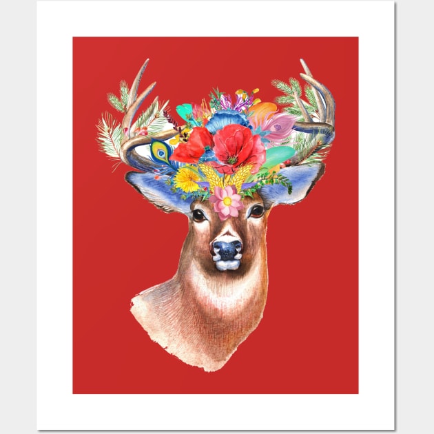 Deer Floral Wall Art by Mako Design 